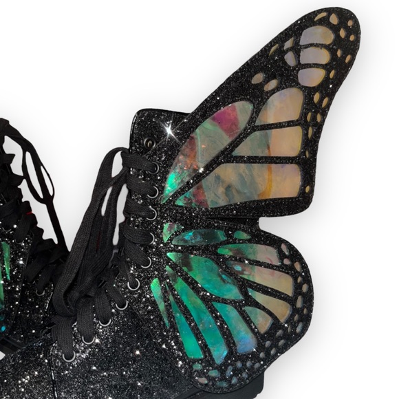 Dolls Kill Limited Edition Club Exx Black Metamorphosis Butterfly Boots - Picture 2 of 7